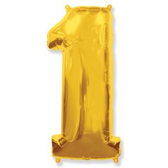Шарики 1207-3259 Ф Цифра 1 металлик золотистая Gold 40" фото