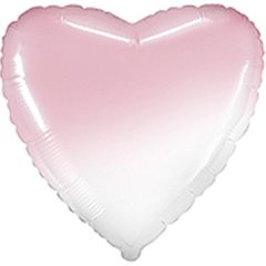 Шарики 3204-0365 Ф Б/М Сердце 18" Омбре бело-розовое Baby Pink фото