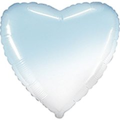Шарики 3204-0356 Ф Б/М Сердце 18" Омбре бело-голубое Baby Blue фото