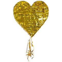 Шарики 1507-1943 G Пиньята Сердце золотистое с лентами фото