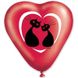 1105-0120 I Сердце 10" Кристалл красный с рисунком Любовь